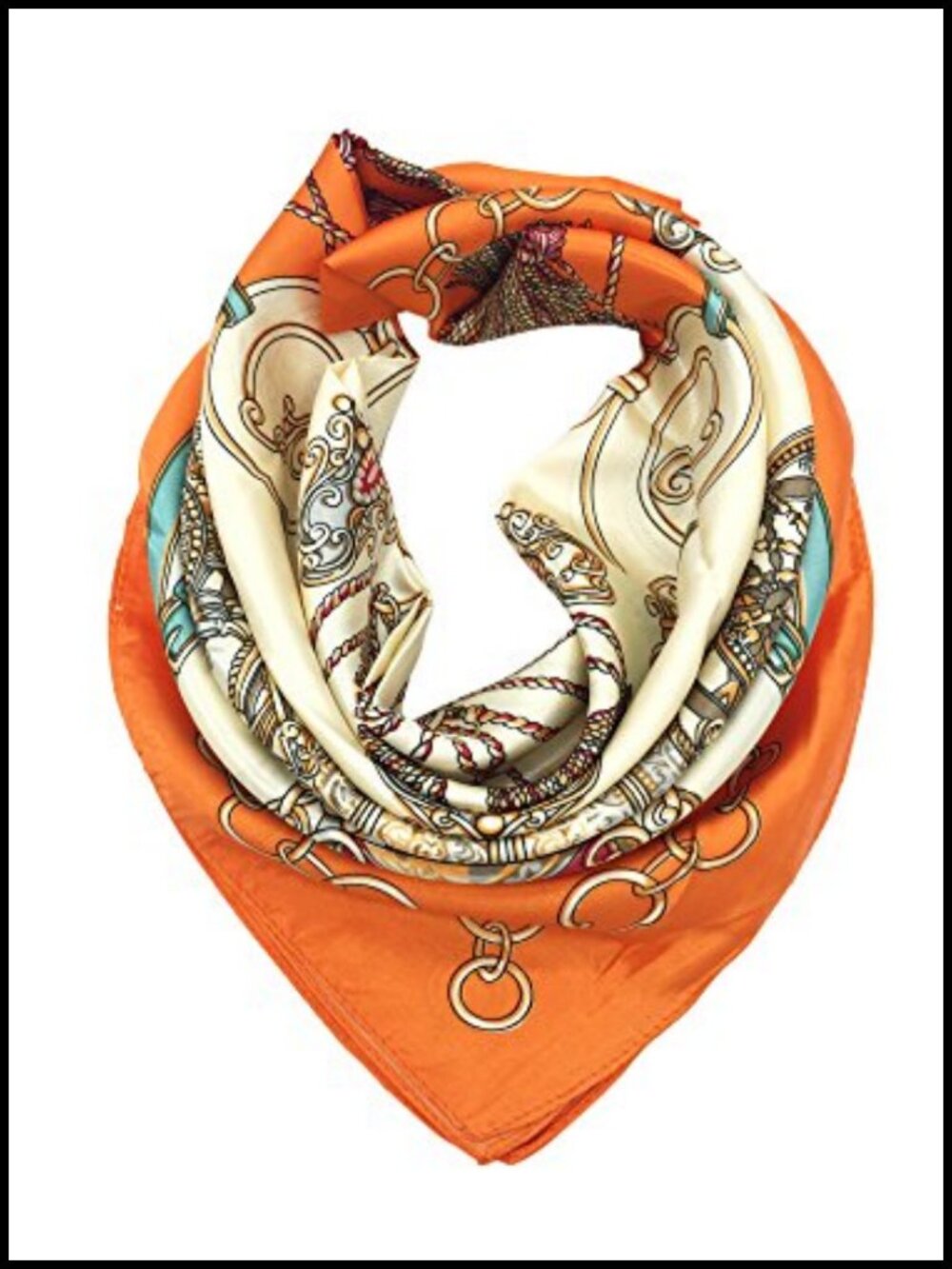 Silk Feeling Satin Large Square Scarf Floral Headscarf Wrap